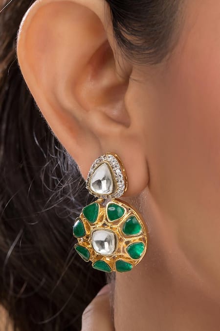 Vasundhara Mehrun Pearl Shaped Stone Earrings 