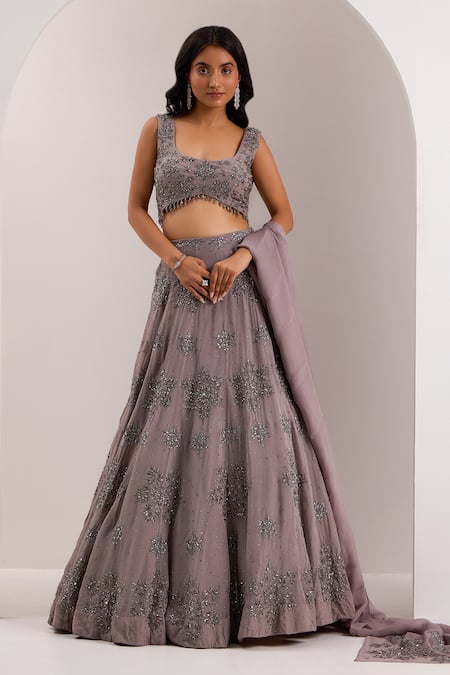 Silky Bindra Zeya Snowflake Embroidered Lehenga Set 