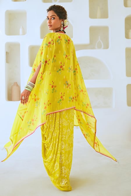 Myaara Floral Print Blouse Skirt Set 