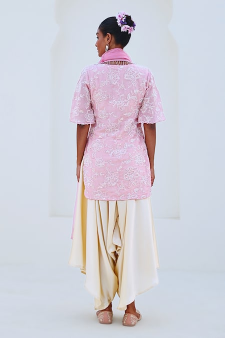 Myaara Floral Embroidered Short Kurta Pant Set 