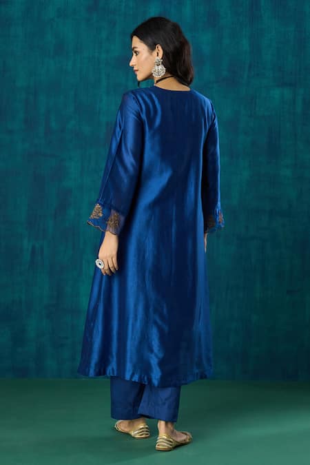 Mushio Leela Bead Embroidered A-Line Kurta & Pant Set 
