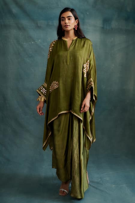 Krishna Mehta Gota Embroidered Asymmetric Kaftan 