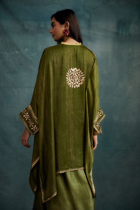 Krishna Mehta Gota Embroidered Asymmetric Kaftan 