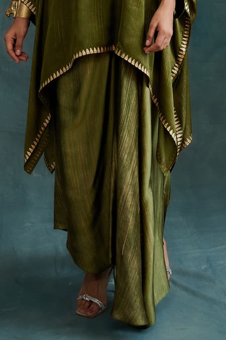 Buy Krishna Mehta Green Modal Classic Asymmetric Draped Skirt Online at Aza Fashions Buy_Krishna Mehta_Green Modal Classic Asymmetric Draped Skirt _Online_at_Aza_Fashions