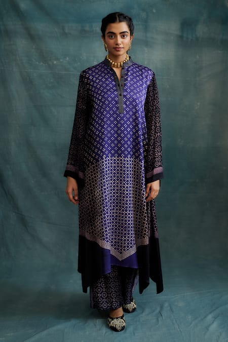 Krishna Mehta Block Print Asymmetric Tunic 