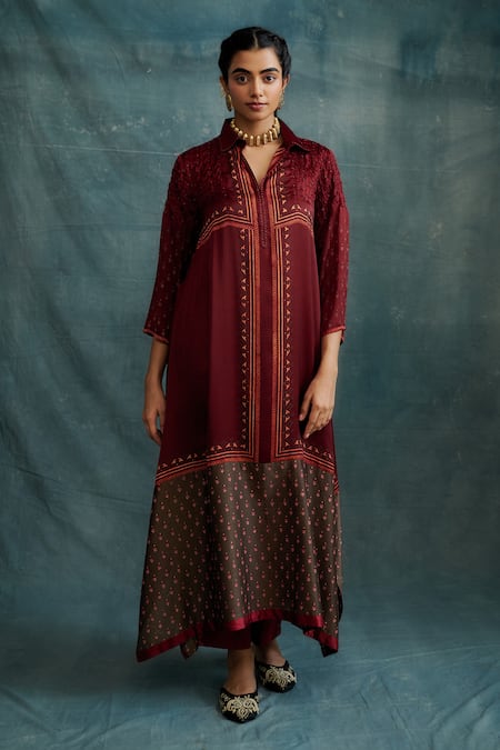 Krishna Mehta Geometric Block Print Kurta 