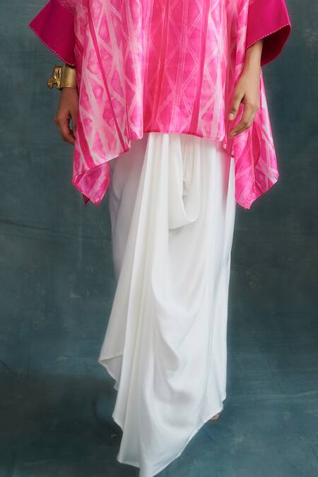 Krishna Mehta Off White Tussar Draped Skirt Online at Aza Fashions Krishna Mehta_Off White Tussar Draped Skirt _Online_at_Aza_Fashions