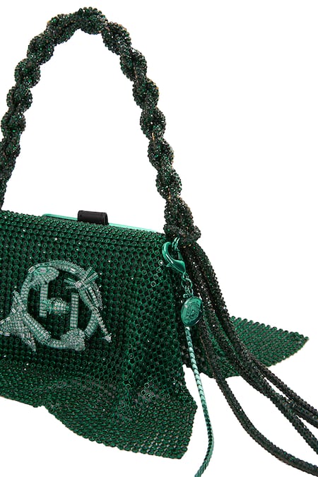 Shop Outhouse Green Crystals Kelly Embellished Furbie Online at Aza Fashions Shop_Outhouse_Green Crystals Kelly Embellished Furbie _Online_at_Aza_Fashions