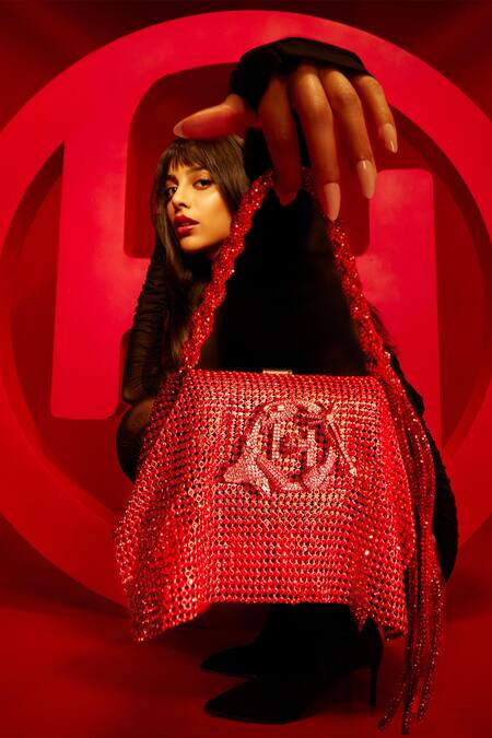 Outhouse Red Crystals, Brooches Promiscuous Studded Furbie at Aza Fashions Outhouse_Red Crystals, Brooches Promiscuous Studded Furbie _at_Aza_Fashions