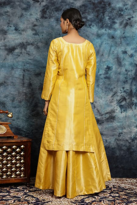 Musal Haldi Haazari Banarasi Silk Embroidered Kurta & Palazzo Set 