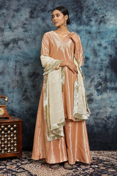 Musal Pehli Rasam Banarasi Silk Embroidered Kurta & Palazzo Set 