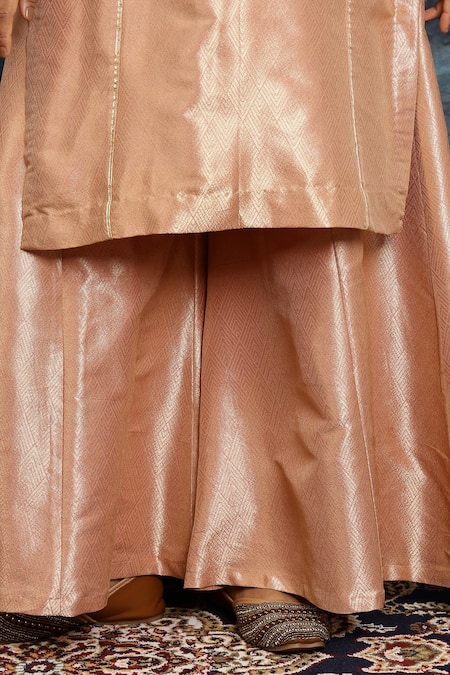 Buy_Musal_Pink Silk Gota Patti, Pehli Rasam Banarasi Embroidered Kurta And Palazzo Set 