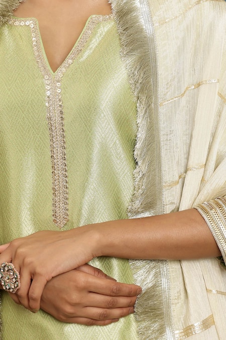 Buy_Musal_Green Silk, Crepe Gota Patti, Shaam-e-mehendi Embroidered Kurta And Salwar Set 