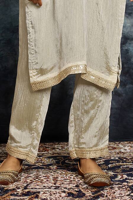 Musal Multi Color Silk Gota Patti, Lace, Embroidery Baraat Banno Kurta And Pant Set Online at Aza Fashions Musal_Multi Color Silk Gota Patti, Lace, Embroidery Baraat Banno Kurta And Pant Set_Online_at_Aza_Fashions