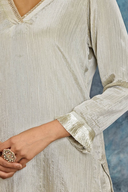 Shop Musal Multi Color Silk Gota Patti, Lace, Embroidery Baraat Banno Kurta And Pant Set Online at Aza Fashions Shop_Musal_Multi Color Silk Gota Patti, Lace, Embroidery Baraat Banno Kurta And Pant Set_Online_at_Aza_Fashions