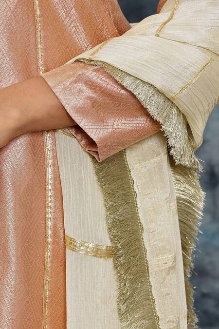 Buy_Musal_Gold Crushed Tissue Embroidery Fringe Gote Vala Lace Dupatta_Online_at_Aza_Fashions