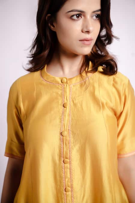 Bihart Yellow Chanderi, Cotton, Silk Embroidery, Ibadatgah Flora Applique Anarkali Set Online at Aza Fashions Bihart_Yellow Chanderi, Cotton, Silk Embroidery, Ibadatgah Flora Applique Anarkali Set _Online_at_Aza_Fashions