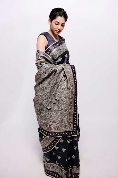 Bihart Ibadatgah Madhubani Saree With Unstitched Blouse Piece 