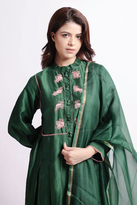 Bihart Anantha Bird Applique Embroidered Kurta & Pant Set 