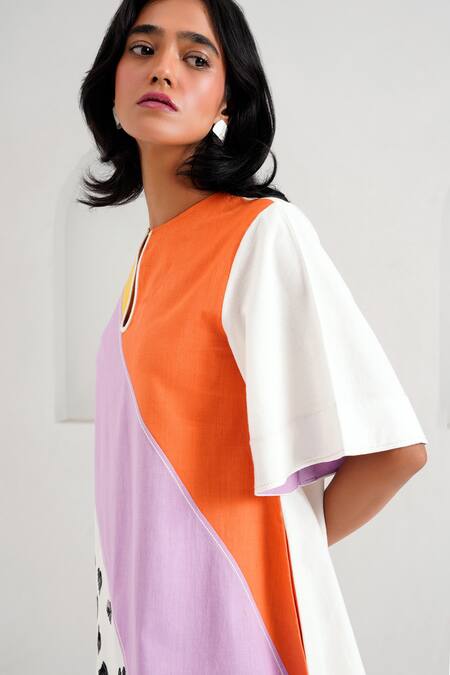 Shop Madder Much Multi Color Handloom Cotton Sequins Brooklyn Spotted Tiger Embroidered Dress Online at Aza Fashions Shop_Madder Much_Multi Color Handloom Cotton Sequins Brooklyn Spotted Tiger Embroidered Dress _Online_at_Aza_Fashions