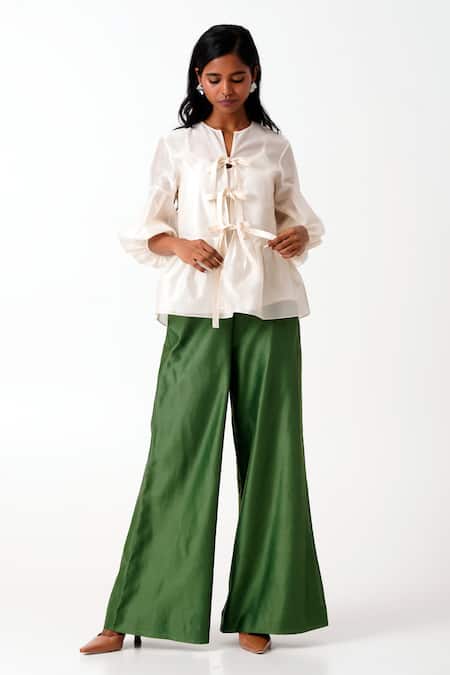 Shop_Madder Much_Ivory Handloom Cotton Round Neck Toni Woven Peplum Top With Inner 