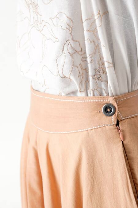 Madder Much Brown Handloom Cotton Embroidery Jena Latte Woven Swirl Skirt Online at Aza Fashions Madder Much_Brown Handloom Cotton Embroidery Jena Latte Woven Swirl Skirt _Online_at_Aza_Fashions