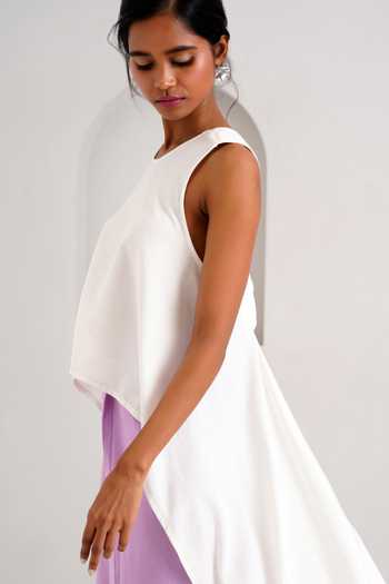 Buy_MADDER MUCH_Ivory Handloom Cotton Round Neck Rabi Troop Woven Criss Cross Top _Online_at_Aza_Fashions