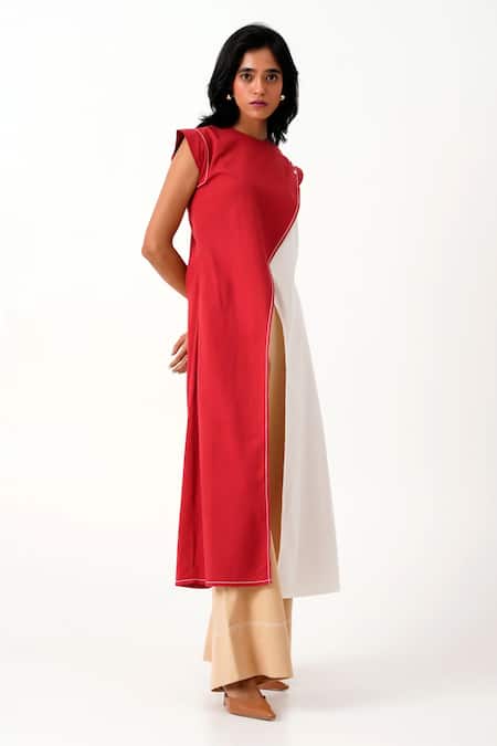 Buy_Madder Much_Multi Color Handloom Cotton Embroidery Jordan Woven Overlap Tunic With Pant _Online_at_Aza_Fashions