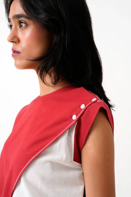 Madder Much_Multi Color Handloom Cotton Embroidery Jordan Woven Overlap Tunic With Pant _at_Aza_Fashions