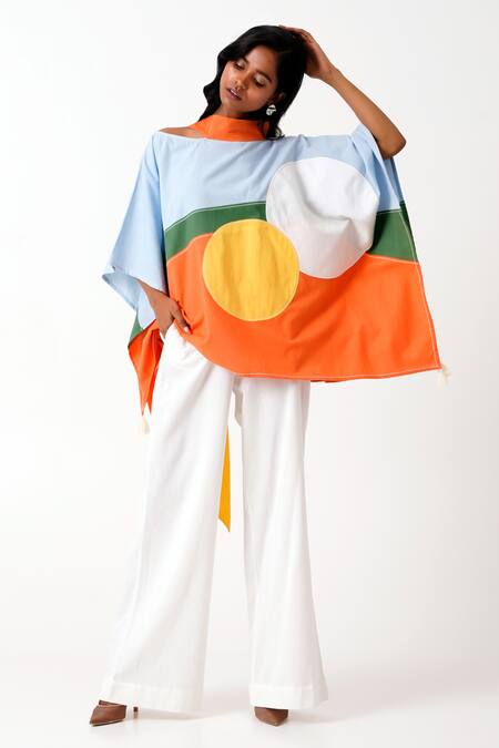 Madder Much Multi Color Handloom Cotton Tassels Bandeau Neck Sol Woven Kaftan Top Online at Aza Fashions Madder Much_Multi Color Handloom Cotton Tassels Bandeau Neck Sol Woven Kaftan Top _Online_at_Aza_Fashions