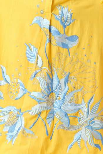 Shop MADDER MUCH Yellow Handloom Cotton Embroidery Bandeau Neck Canary Suvi Kurta With Pant Online at Aza Fashions Shop_MADDER MUCH_Yellow Handloom Cotton Embroidery Bandeau Neck Canary Suvi Kurta With Pant _Online_at_Aza_Fashions