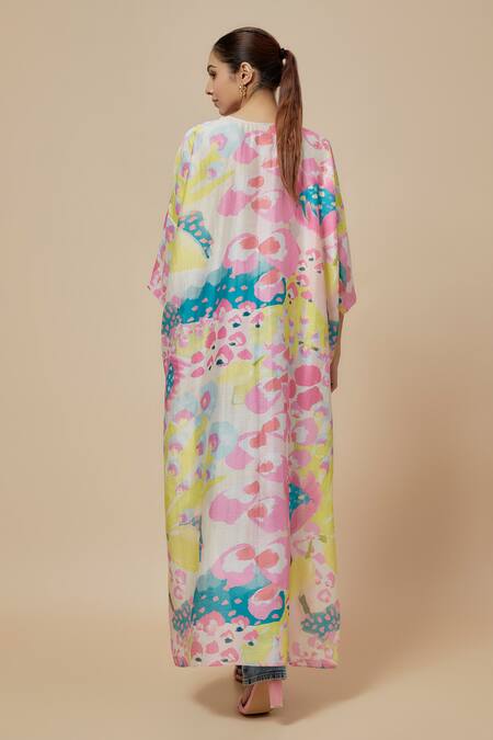 Shop PS Pret By Payal Singhal Green Silkmul Print Euphoria Round Neck High Low Top at Aza Fashions Shop_PS Pret By Payal Singhal_Green Silkmul Print Euphoria Round Neck High Low Top_at_Aza_Fashions