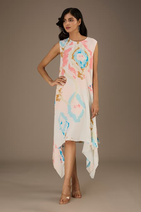 PS Pret by Payal Singhal Ikat Splash Print Asymmetric Dress 