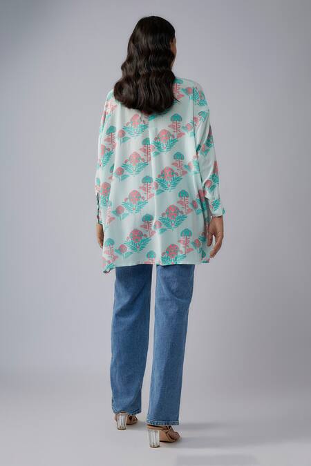 Shop PS Pret By Payal Singhal Pink Crepe Print Jaipur Floral Round Neck Top at Aza Fashions Shop_PS Pret By Payal Singhal_Pink Crepe Print Jaipur Floral Round Neck Top_at_Aza_Fashions