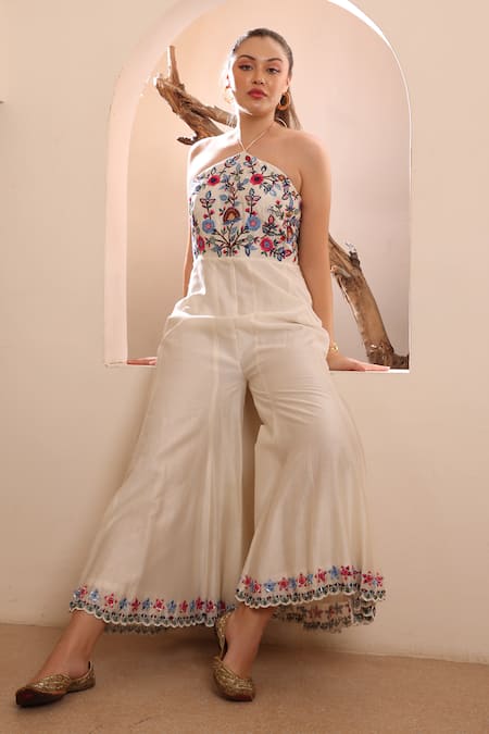 ISHRAM COUTURE Kama Floral Embroidered Jumpsuit 