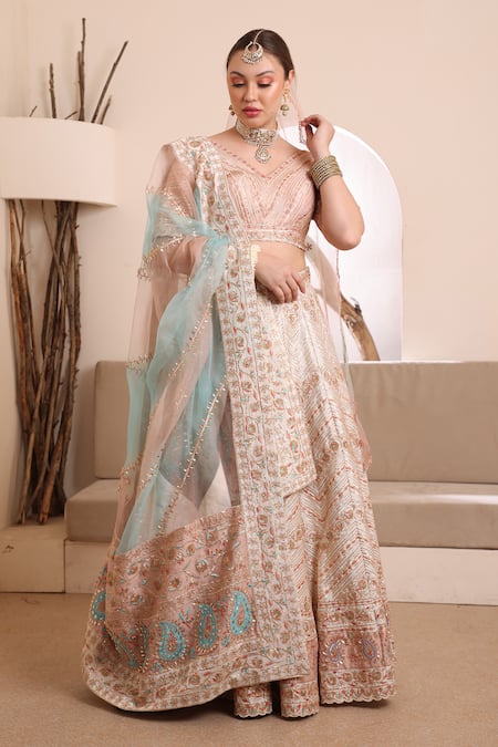 Ishram Couture Moksh Floral Embroidered Lehenga Set 