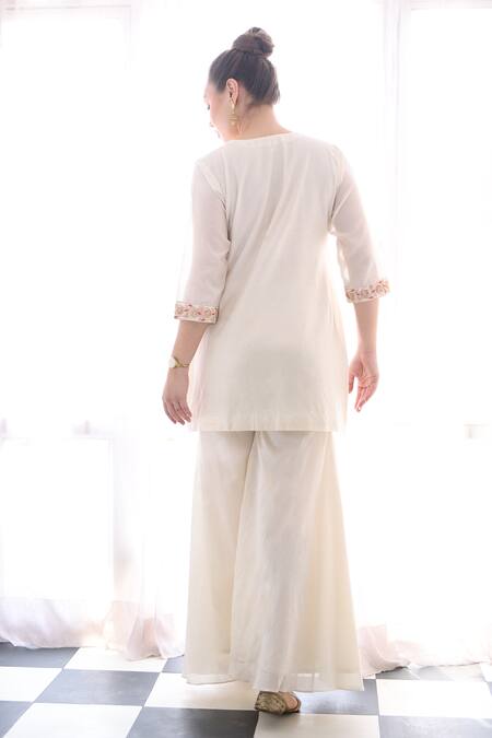 Ishram Couture Sukh Floral Embroidered Kurta Gharara Set 