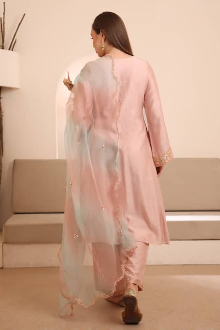 Ishram Couture Tushti Floral Embroidered Kurta Pant Set 