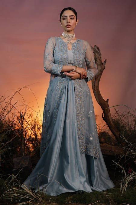 Ishram Couture Bahula Floral Embroidered Lehenga & Jacket Set 