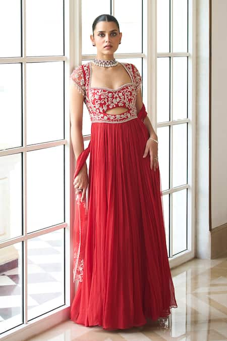 Label Sanya Gulati Floral Jaal Embroidered Anarkali With Dupatta 