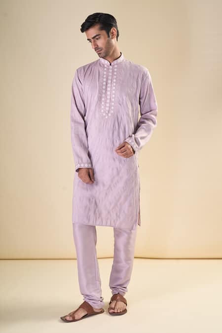 Aryavir Malhotra Floral Embroidered Classic Kurta With Pyjama 