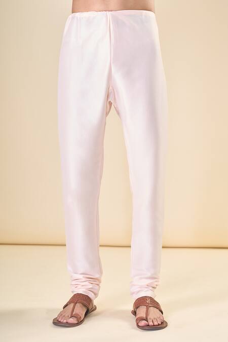 Arihant Rai Sinha_Peach , Satin Embroidery Flower Straight Kurta With Pyjama_at_Aza_Fashions