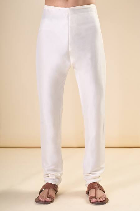 Arihant Rai Sinha_Off White , Satin Sequins, Leafy Motif Straight Kurta With Pyjama_at_Aza_Fashions