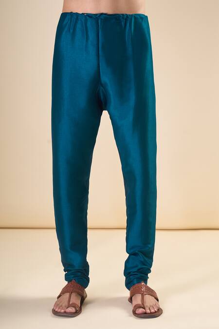 Arihant Rai Sinha_Blue Silk Sequins, Embroidery Geometric Thread Classic Kurta With Pyjama_at_Aza_Fashions