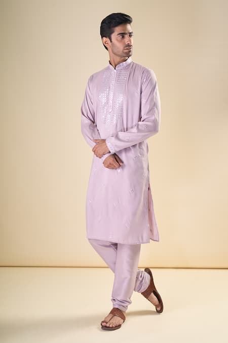 Arihant Rai Sinha Geometric Mirror Embroidered Straight Kurta With Pyjama 