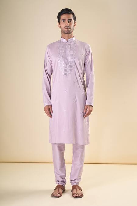 Arihant Rai Sinha Purple , Satin Mirrors, Geometric Straight Kurta With Pyjama Online at Aza Fashions Arihant Rai Sinha_Purple , Satin Mirrors, Geometric Straight Kurta With Pyjama_Online_at_Aza_Fashions