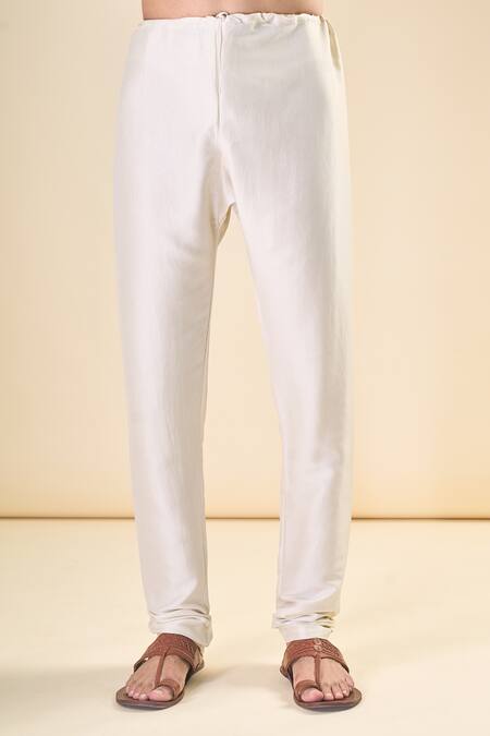 Buy_Arihant Rai Sinha_Beige , Satin Embroidery Leaf Motif Classic Kurta With Pyjama