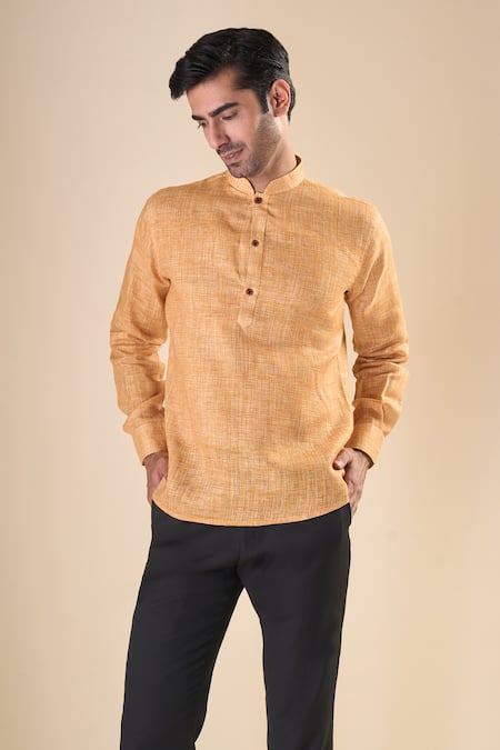 Aryavir Malhotra Abstract Checks Print Shirt Style Short Kurta 