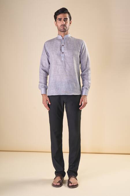 Arihant Rai Sinha Green Cotton Abstract Checks Print Short Kurta Online at Aza Fashions Arihant Rai Sinha_Green Cotton Abstract Checks Print Short Kurta_Online_at_Aza_Fashions