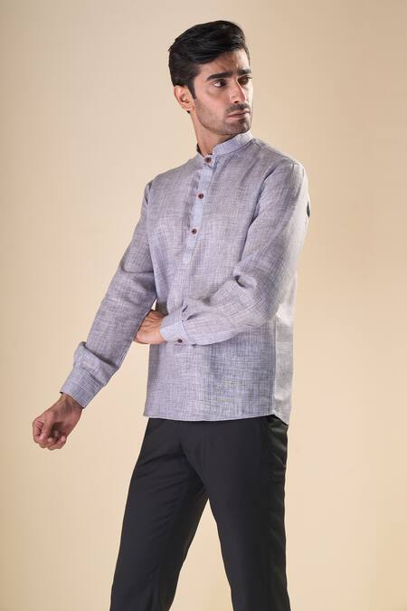 Shop Arihant Rai Sinha Green Cotton Abstract Checks Print Short Kurta Online at Aza Fashions Shop_Arihant Rai Sinha_Green Cotton Abstract Checks Print Short Kurta_Online_at_Aza_Fashions